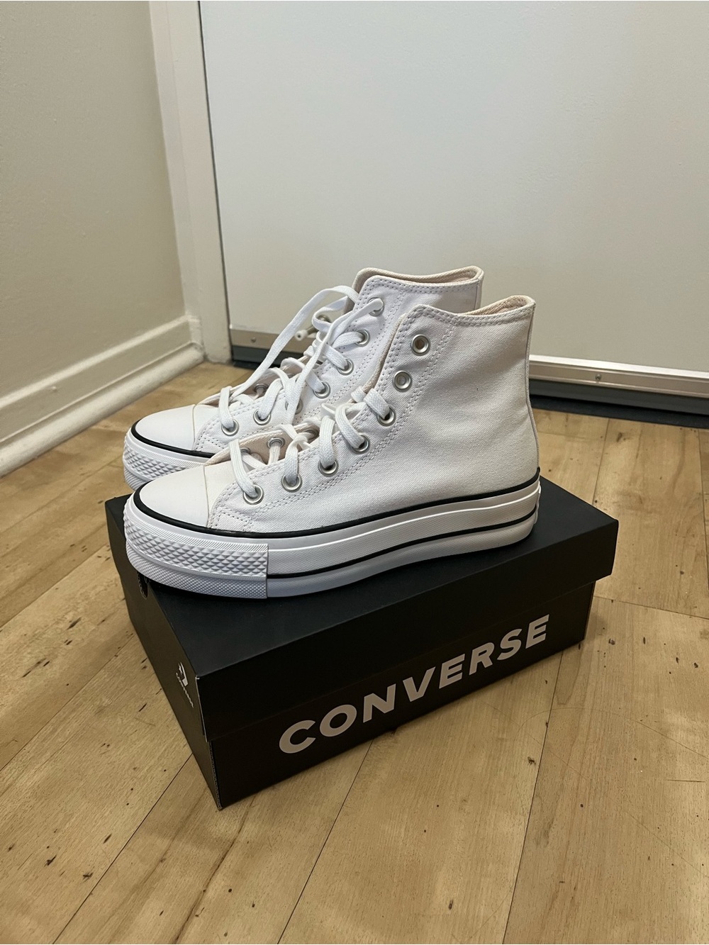 Converse Women’s White High-Top Platform Canvas Sneakers